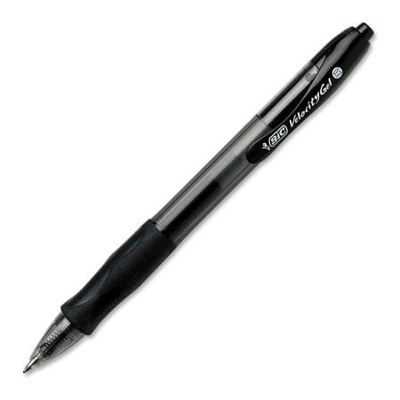 Bic® Velocity Rollerball Retractable Gel Pen, 0.7mm, Black Ink, Dozen